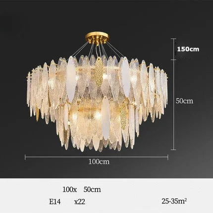 DecorBites™ Gold LED Glass Chandelier for Dinning Living Room Bedroom_main keyword: Pendant Lamps