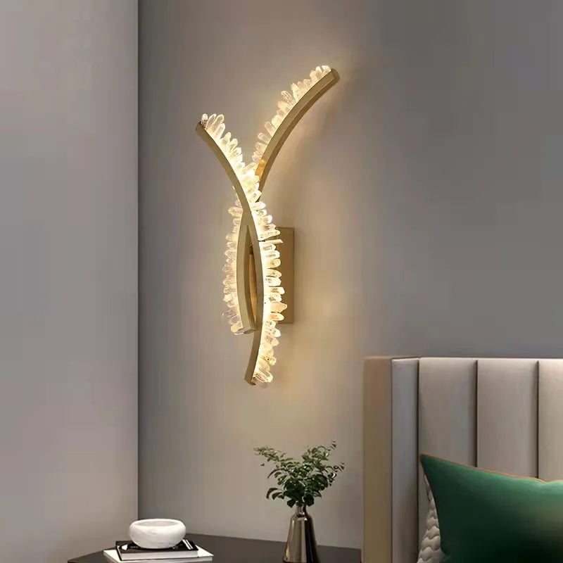 DecorBites™ Crystal Gold Metal Wall Light: Luxury Stainless Steel Sconce for Home Decor