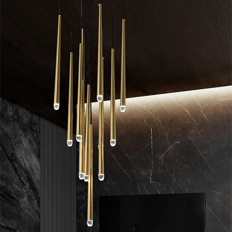 DecorBites™ Crystal LED Pendant Chandelier for Retro Villa Stairs