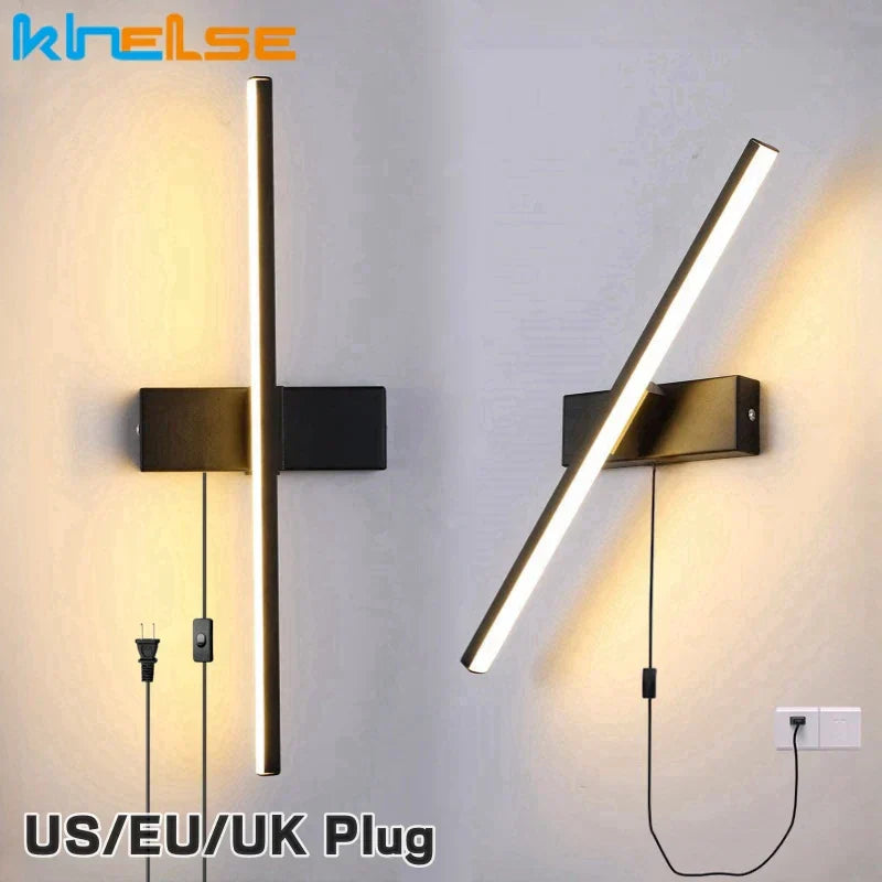 Modern black rotatable led wall sconce bedroom light fixture