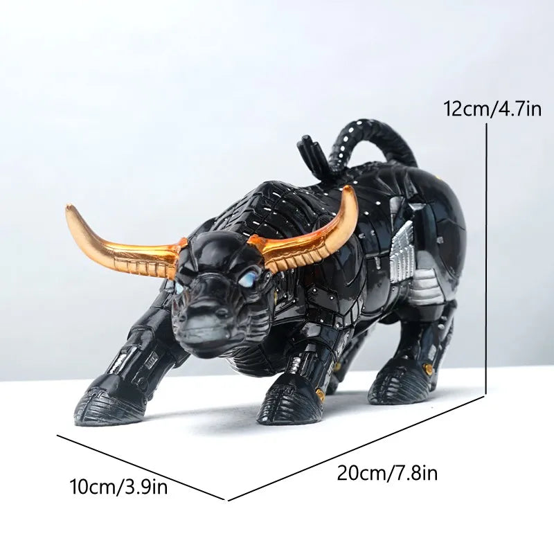DecorBites™ Gold Wall Street Bull Statue: Office Decor, Living Room Ornament, Desk Decoration