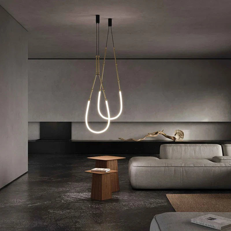 DecorBites™ Linear Creative Chandelier: Nordic Italian Designer Modern Lighting for Living Room Lobby