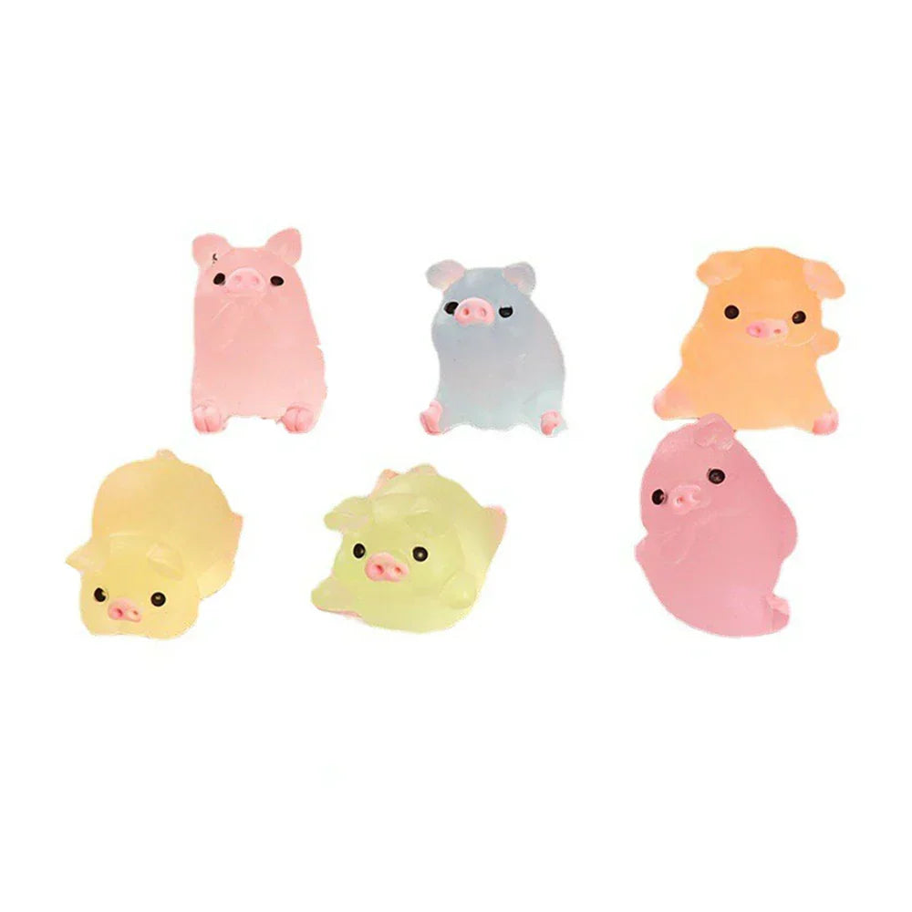 DecorBites™ Kawaii Pig Miniatures Terrarium Figurines 6pcs Crafts Home Decoration