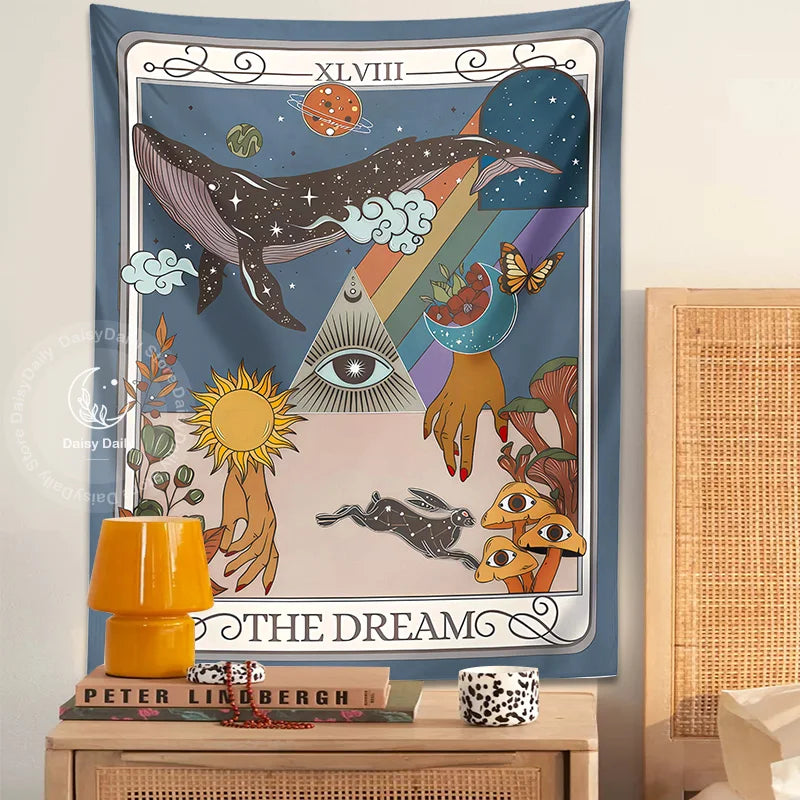 DecorBites™ Dream Tarot Tapestry: Mystical Witchy Decor for Tarot Lovers, Hippie Dorm Art