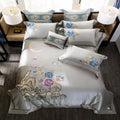 DecorBites™ 200S Embroidered Egyptian Cotton Bedding Set Queen King Sheets Duvet Cover