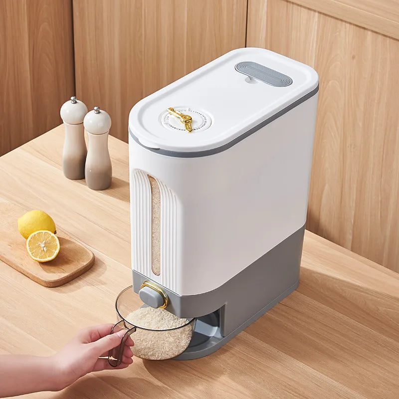 DecorBites™ Large Capacity Rice Dispenser Kitchen Grain Container Moisture Proof Cereal Storage Box