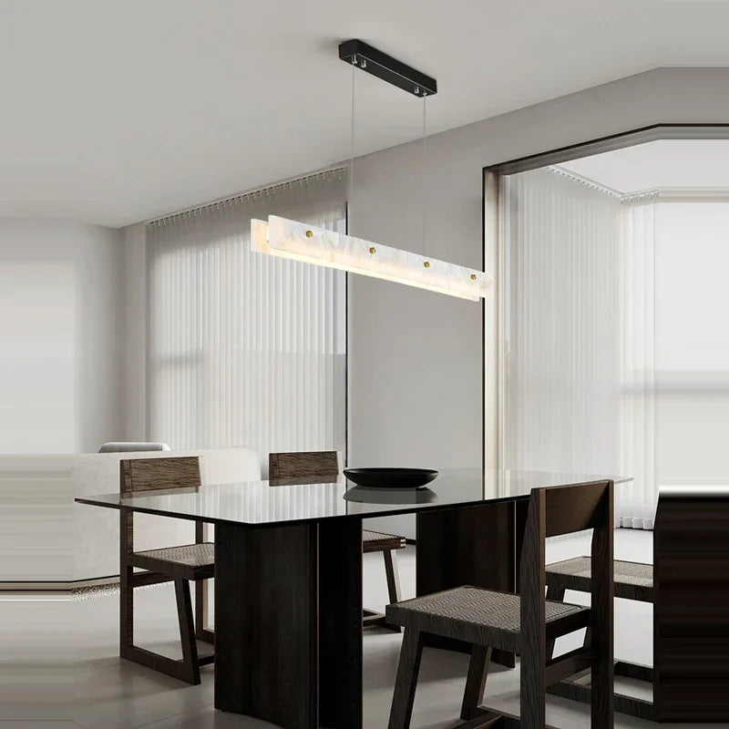 DecorBites™ Art Deco Marble Steel Chandelier: Modern LED Black Gold Lighting for Dinning Room