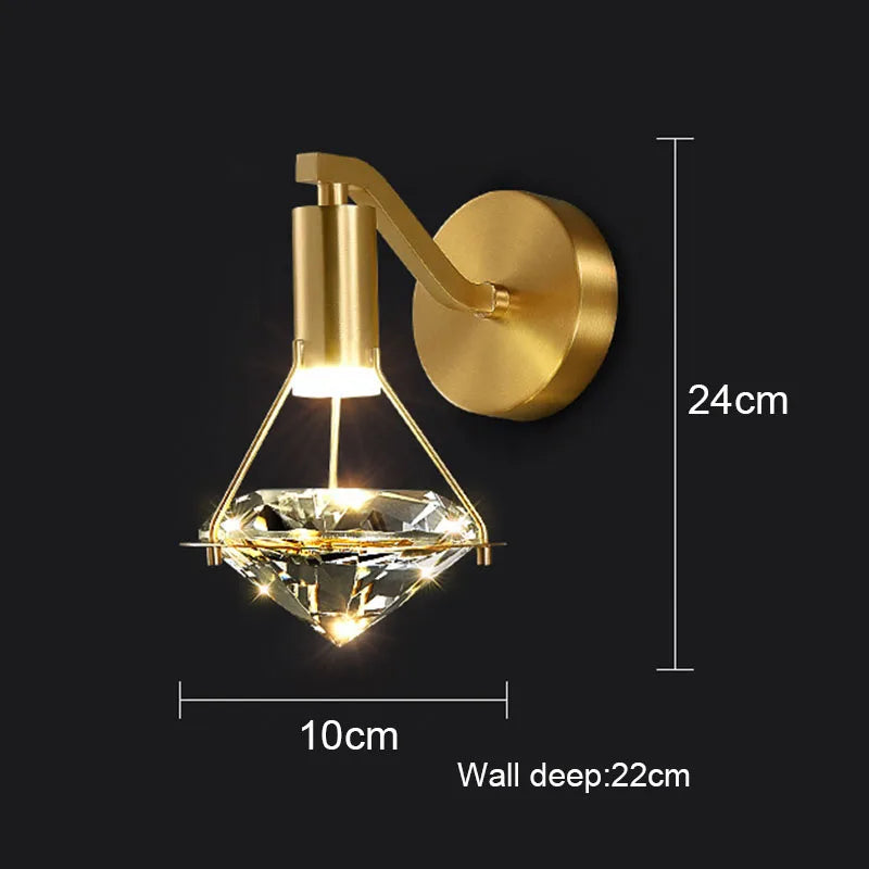 DecorBites™ Crystal Diamond Wall Lamp: Modern Nordic Luxury Lighting for Bedroom & Living Room