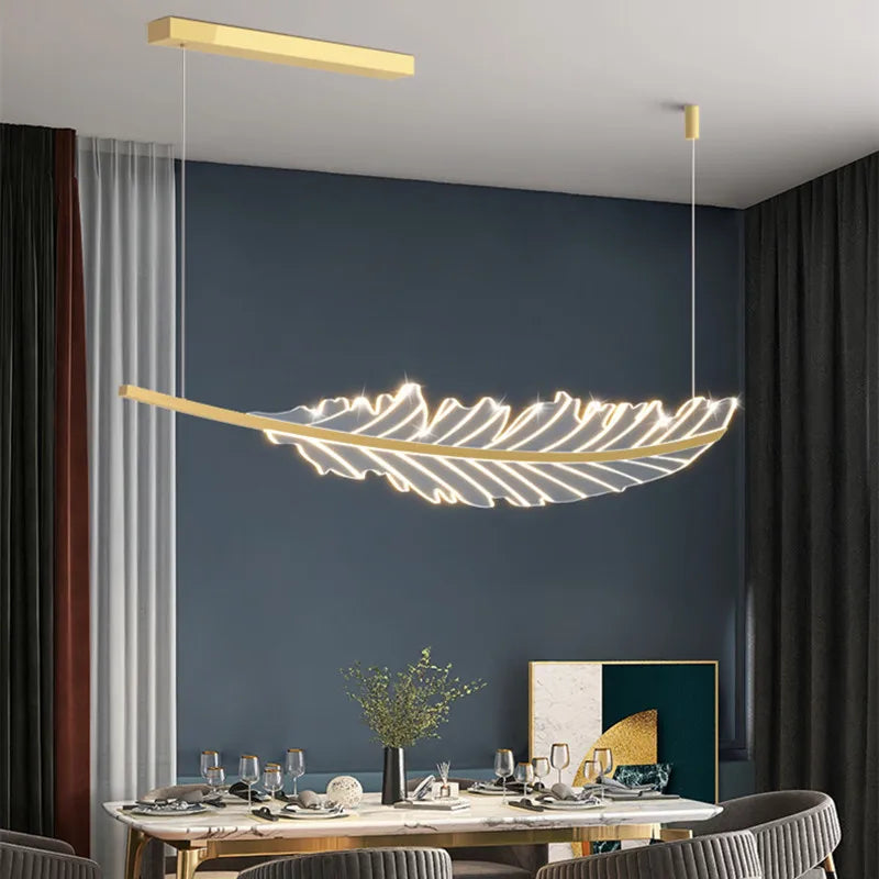DecorBites™ Leaf Shaped Golden Chandelier for Living Room, Dining Room, Kitchen, and Coffee Shop