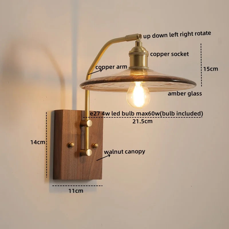 DecorBites™ Glass Copper LED Wall Lamp Modern Stair Light Fixtures applique murale