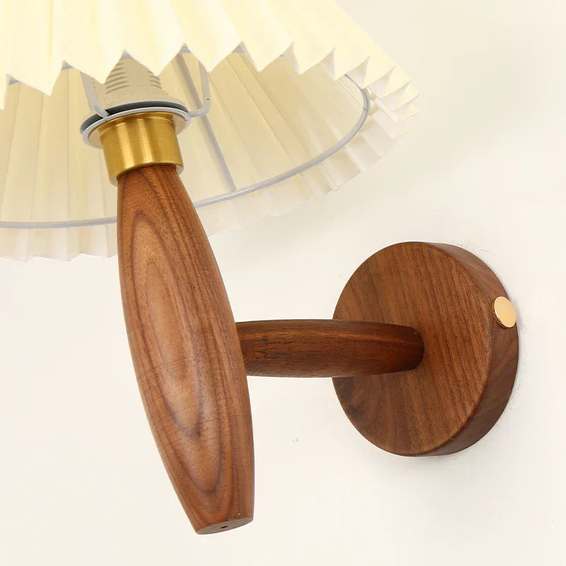 DecorBites™ Cream PVC LED Wall Lamps Japanese Walnut Wood Applique Murale