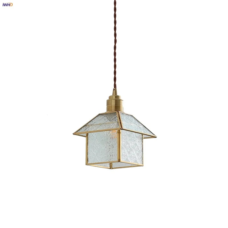 DecorBites™ Cube Glass LED Pendant Light: Modern Copper Hanging Lamp for Bedroom, Restaurant, Hallway