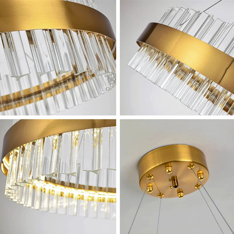 DecorBites™ Crystal LED Circle Pendant Chandelier for Living Room Kitchen Decor