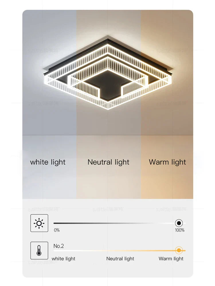DecorBites™ LED Black Chandelier Acrylic Ceiling Lamp: Modern Luxur Lighting for Home & Office