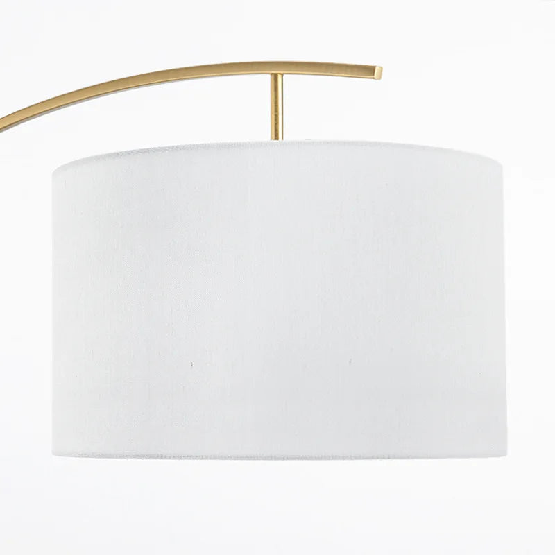 DecorBites™ Adjustable Metal Floor Lamp with White Cloth Shade & Long Arm for Living Room