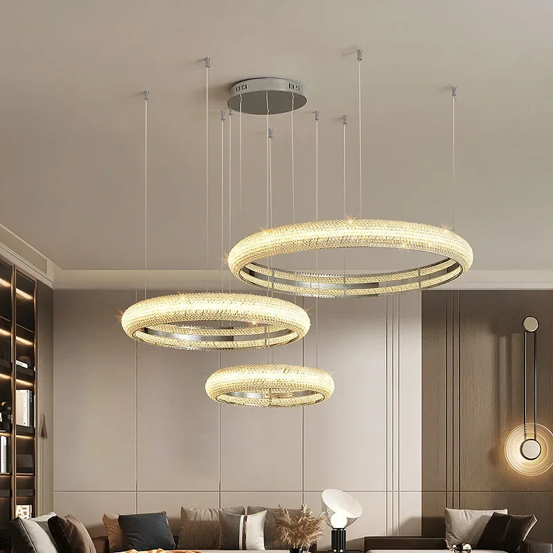 DecorBites™ Elegant Chrome Crystal Chandelier for Dining Room Living Room Bedroom Hallway