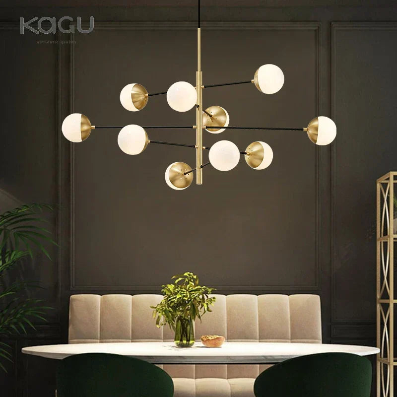 DecorBites™ Golden Glass Magic Bean Chandelier: Modern Luxury for Living Room & Dining Room