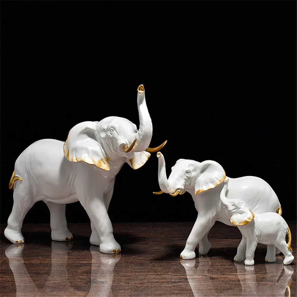DecorBites™ Elephant Art Decor 2pcs Lucky Elephant Sculpture for Home Living Room Decor