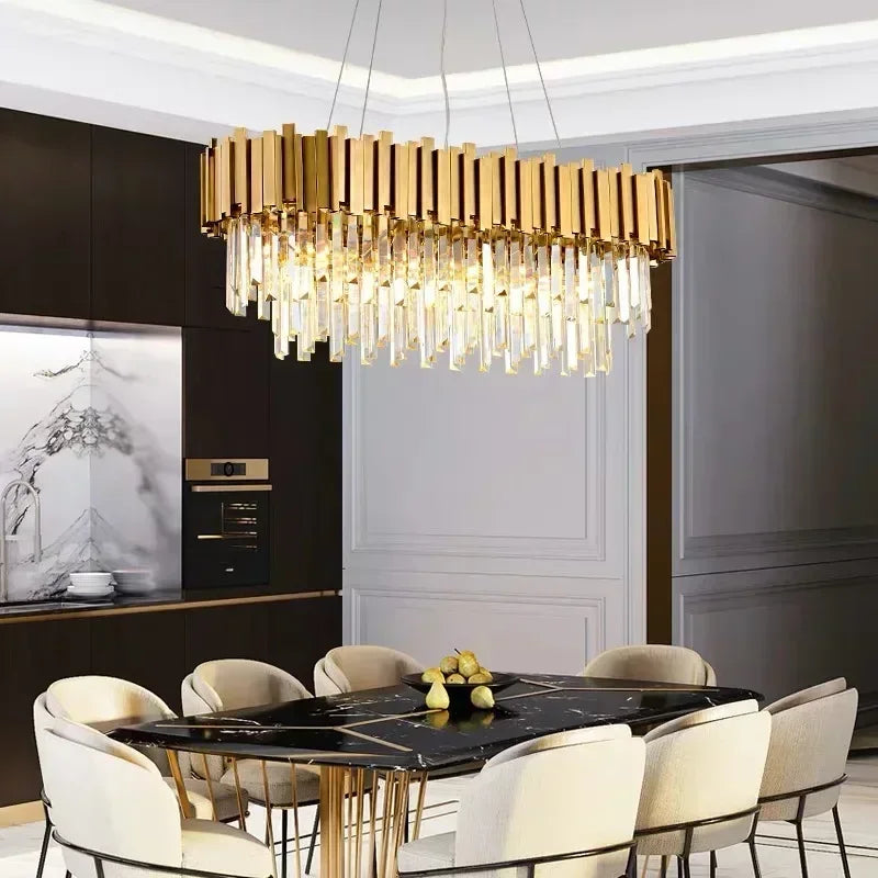 DecorBites™ Crystal Art LED Ceiling Chandelier: Luxury Living Room Round Lamp
