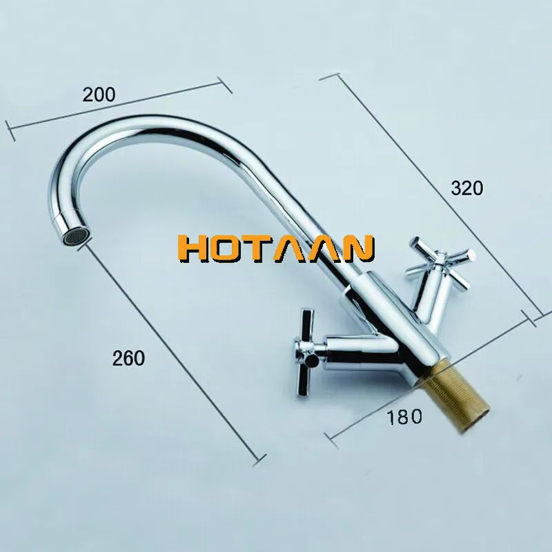 DecorBites™ Kitchen Mixer Tap | Dual Handle Cold Hot Water Swivel Faucet