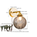 DecorBites™ Grey Glass LED Wall Lamp Bedroom Living Room Loft Modern Copper Wandlamp