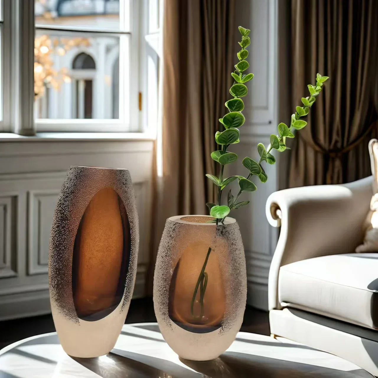 DecorBites™ Frosted Glass Vase Home Decoration Floral Arrangement Hydroponics Terrarium Jar