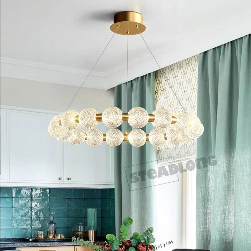 DecorBites™ Glass Ball LED Chandelier Pendant for Living Room & Bedroom