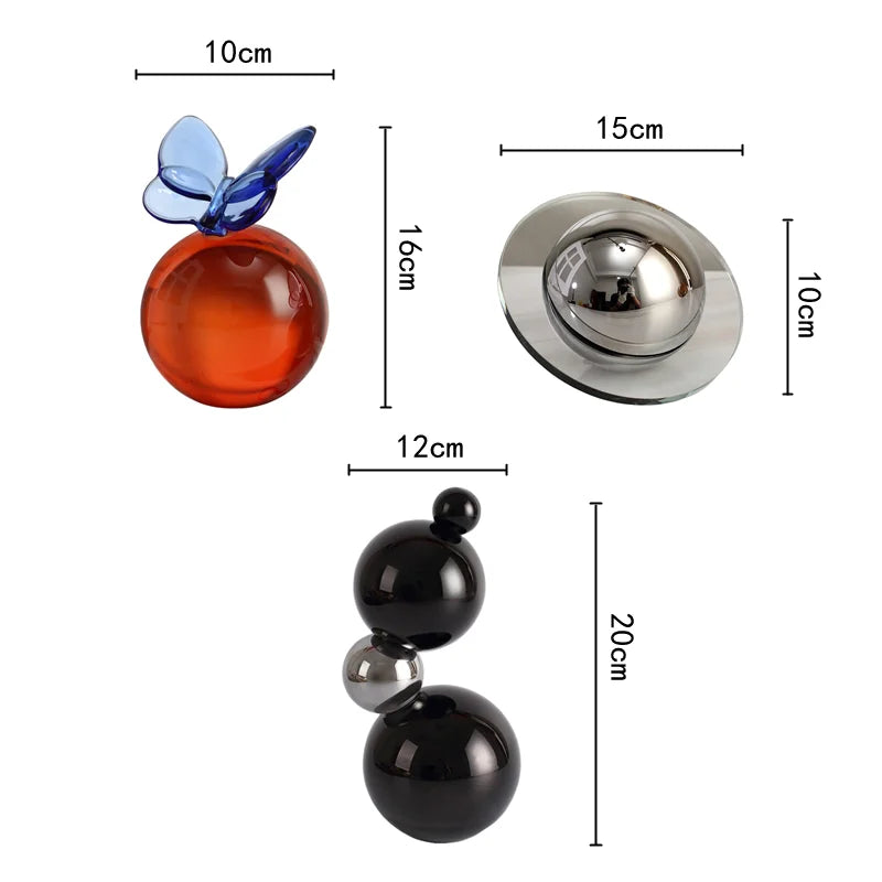 DecorBites™ Geometric Butterfly Crystal Ball Home Decor Figurine