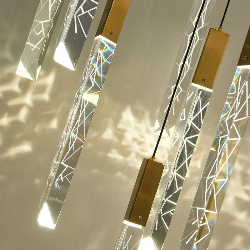 DecorBites™ Gold Crystal LED Chandelier for Modern Loft Living Room Staircase
