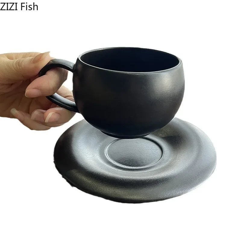DecorBites™ Frosted 250ml Ceramic Cup & Saucer Set for Coffee, Tea, Juice