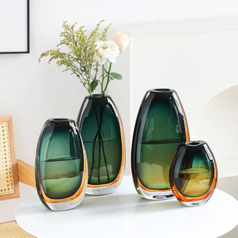 DecorBites™ Gradient Glass Vase Hydroponics Desk Decoration Artificial Floral Arrangement Vase