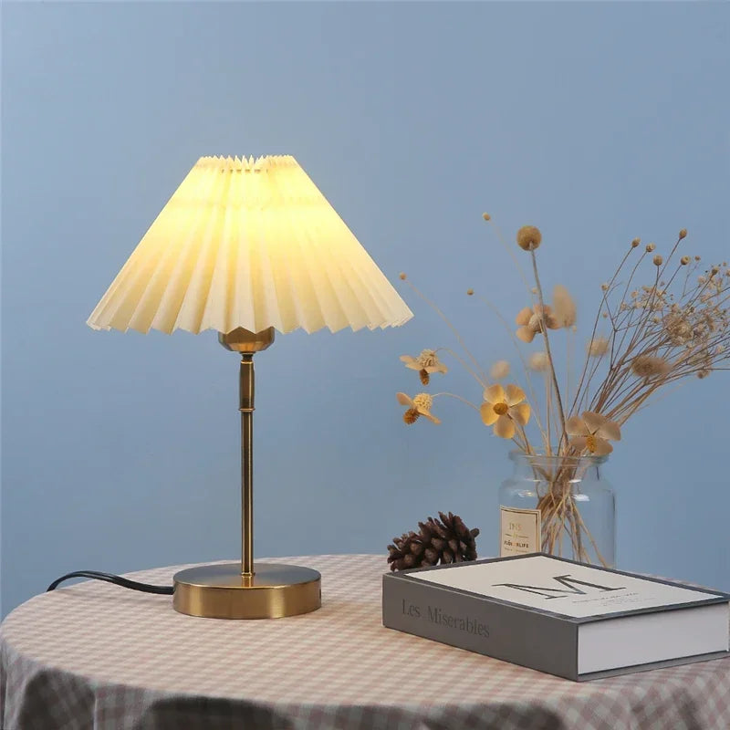 DecorBites™ Adjustable Pleated Table Lamp Nordic Retro LED Desk Light for Living Room Bedroom