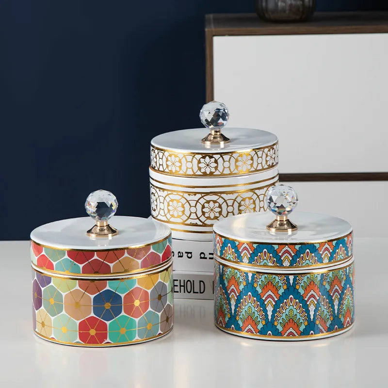 DecorBites™ Crystal Ball Ceramic Jewelry Box: Decorative Storage Jar for Home Organization