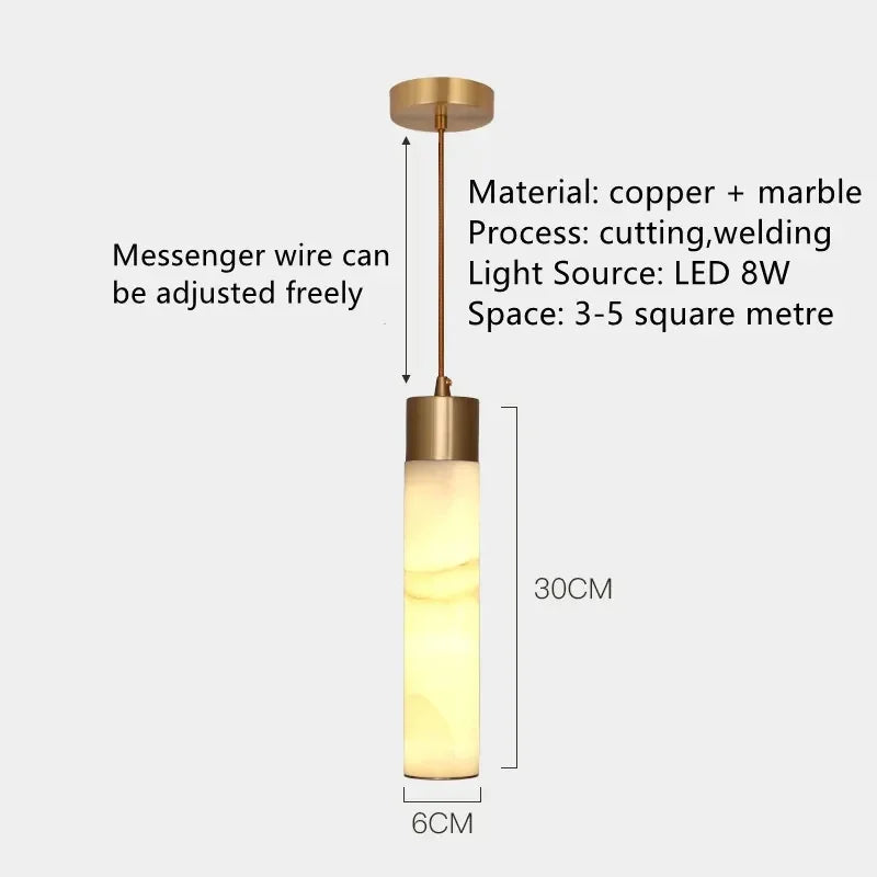 DecorBites™ Copper LED Pendant Light: Modern Marble Single Head for Bedroom, Restaurant, and Corridor