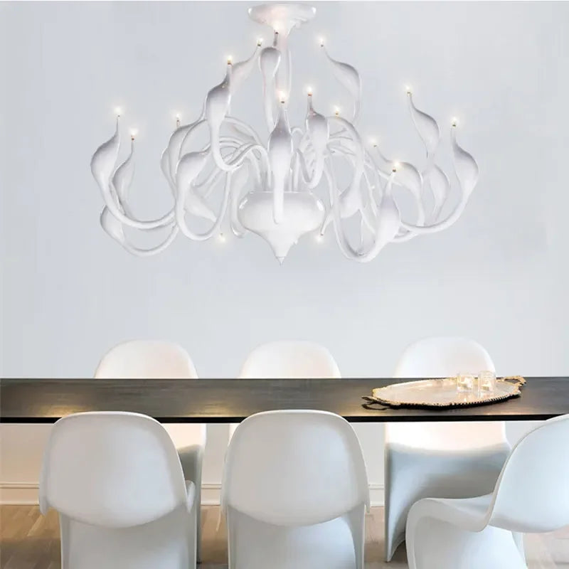 DecorBites™ Iron Swan Pendant Lamp | Nordic LED Chandelier for Home Decor