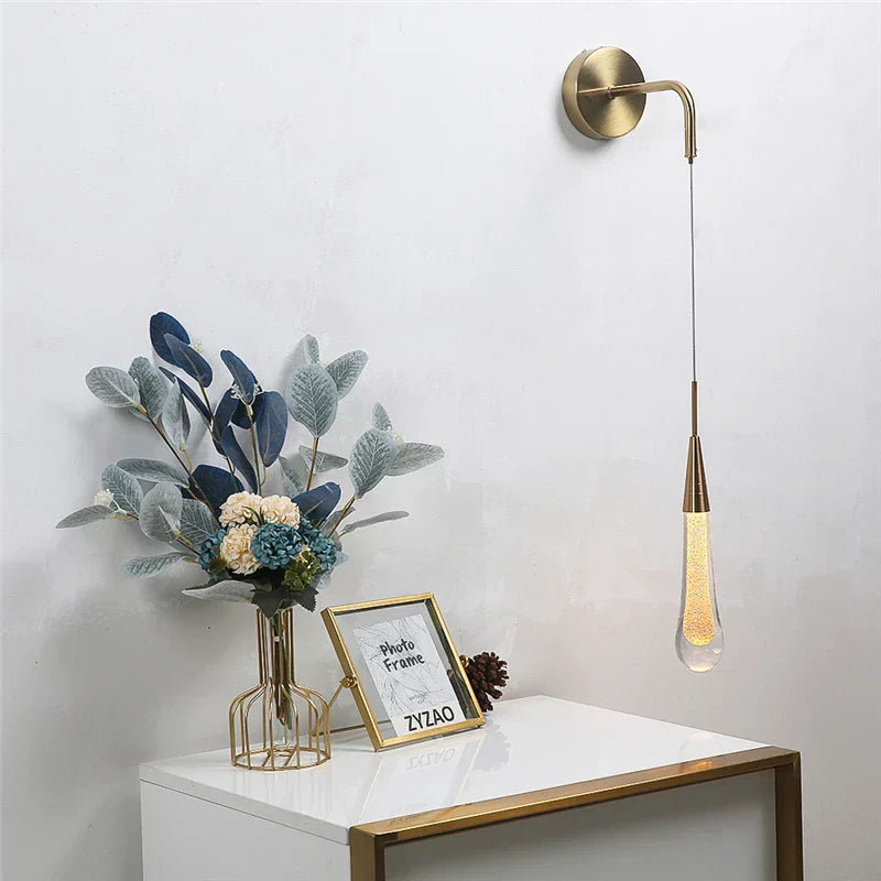 DecorBites™ Crystal Droplet Wall Lamp: Nordic Luxury LED Art Deco Light for Modern Living Room