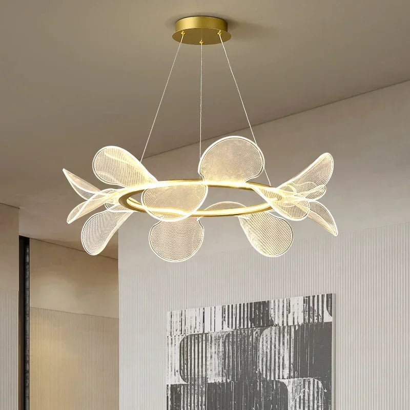 DecorBites™ LED Flower Chandelier: Luxury Acrylic Pendant for Modern Living, Bedroom & Kitchen