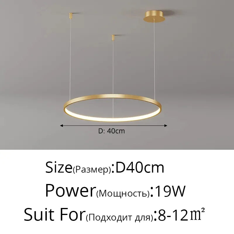 DecorBites™ Acrylic LED Ring Pendant Light Modern Minimalist Art Decor Chandelier