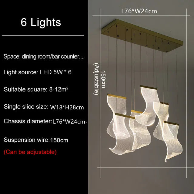 DecorBites™ LED Light Guide Ceiling Chandelier Modern Novelty for Living Room Decor Lighting