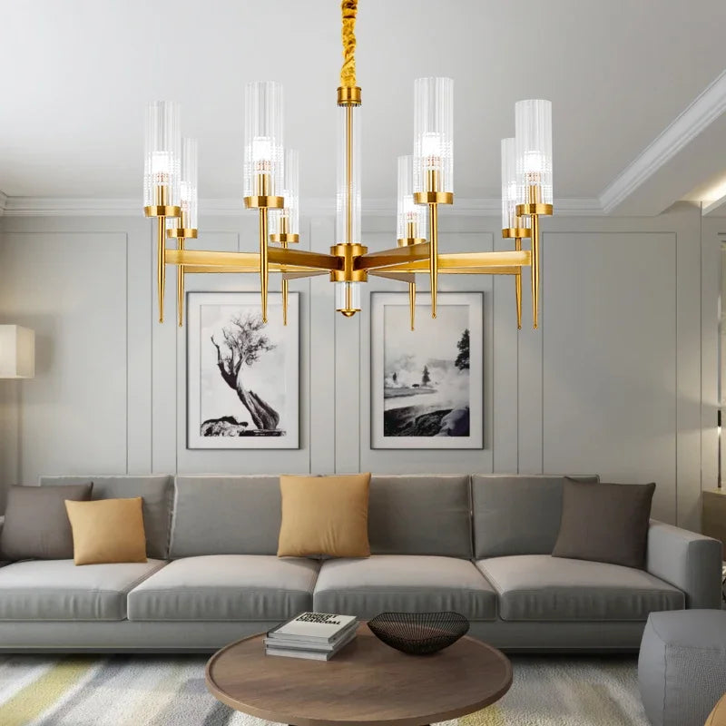 DecorBites™ Gold Plated Nordic Living Room LED Chandelier | Luxury Hanging Pendant Lighting