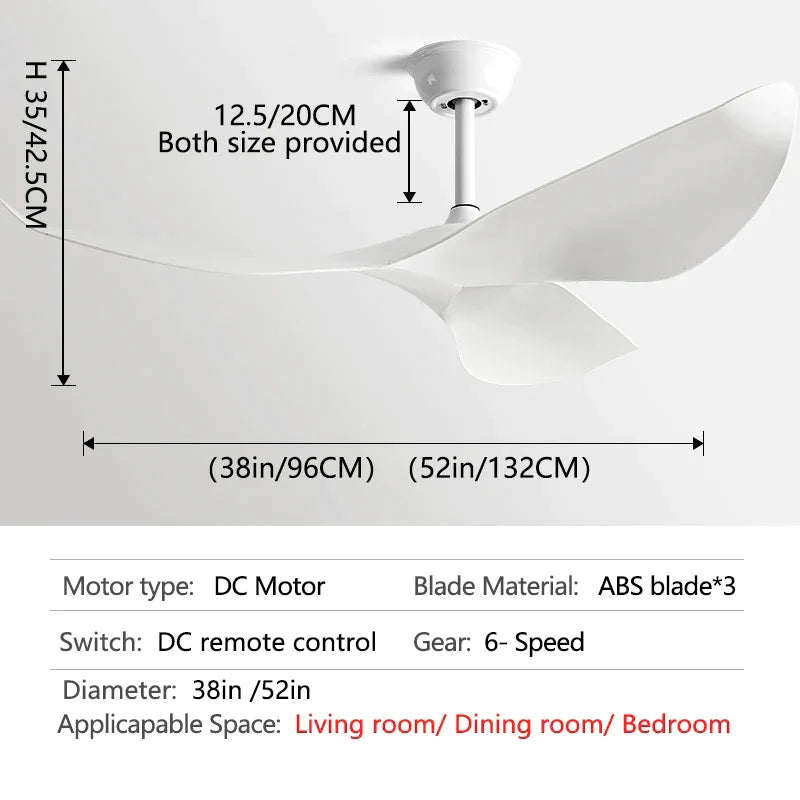 DecorBites™ 52" DC Ceiling Fan with Remote Control for Living Room, Restaurant, Office & Modern Spaces.