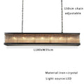 DecorBites™ Crystal Rectangle Chandelier: Classic Retro Nordic Ceiling Hanglamp for Dining Room.