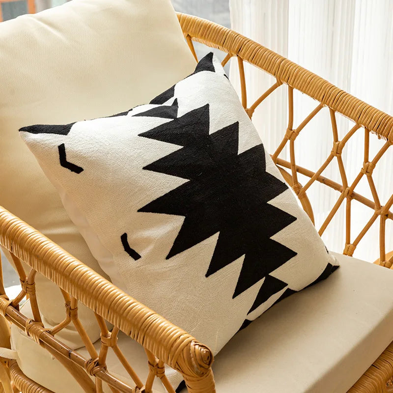 DecorBites™ Geometric Embroidered Cushion Cover - Elegant Home Sofa Decoration