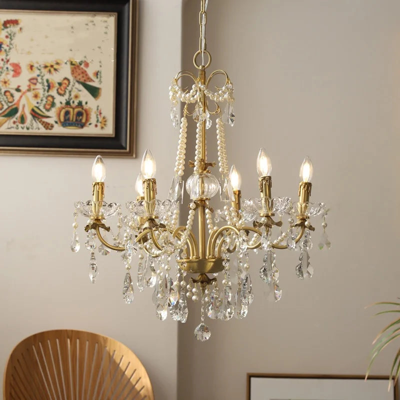 DecorBites™ Crystal Pendant Chandelier Foyer Light Luxury Candle Design Led Lamparas