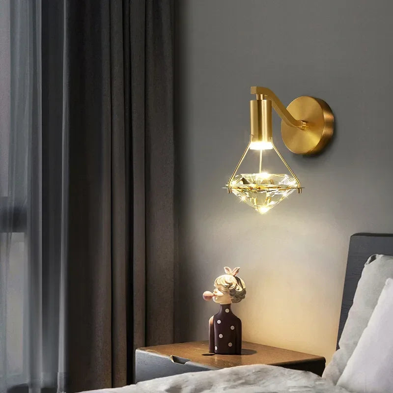 DecorBites™ Diamond Crystal Wall Lamp Luxury Nordic Modern Living Room Lighting