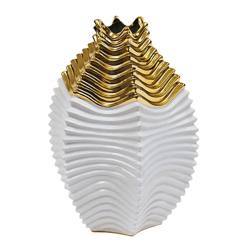 DecorBites™ Fringe Geometry Ceramic Vase Wedding Home Decor Bouquet Flower Pot