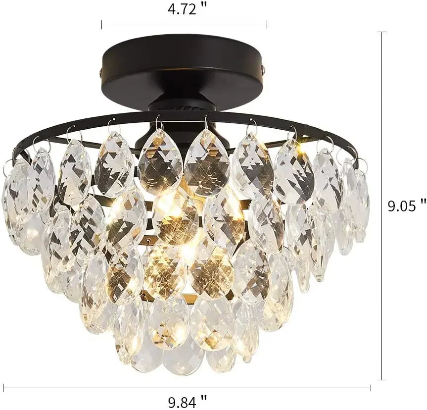 DecorBites™ Crystal LED Chandelier Ceiling Lamp for Living Dining Room Decor