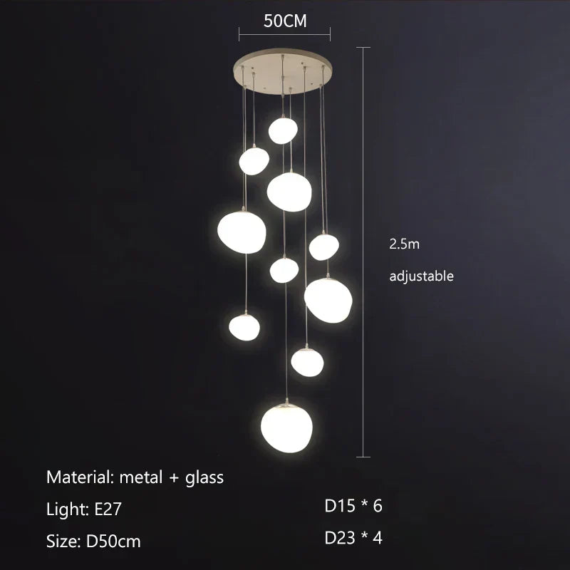 DecorBites™ Cobblestone Glass LED Pendant Lights for Villa Hotel Loft Stair Lamp