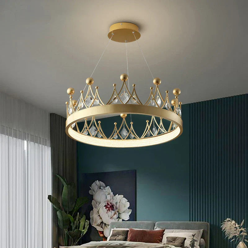DecorBites™ Crown Crystal Chandelier Pendant Light for Bedroom and Living Room Decor