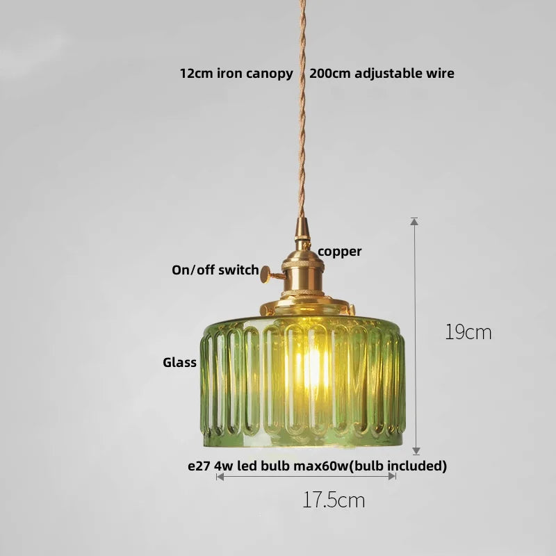 DecorBites™ Green Flower Glass Pendant Light for Kitchen Bar Restaurant, Modern Wire Adjustable Hanging Lamp